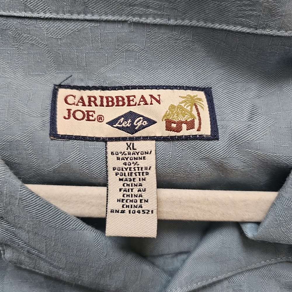 Caribbean Joe Shirt Mens Short Sleeve Button Down Teal Blue XL - Picture 3 of 7